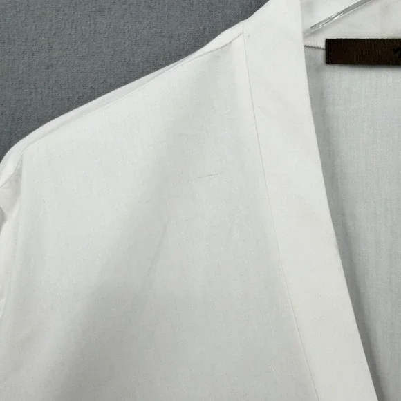 ENZA COSTA Poplin mariner Shirt Medium White V Neck Long Sleeve Quite Luxury NEW - Picture 8 of 16